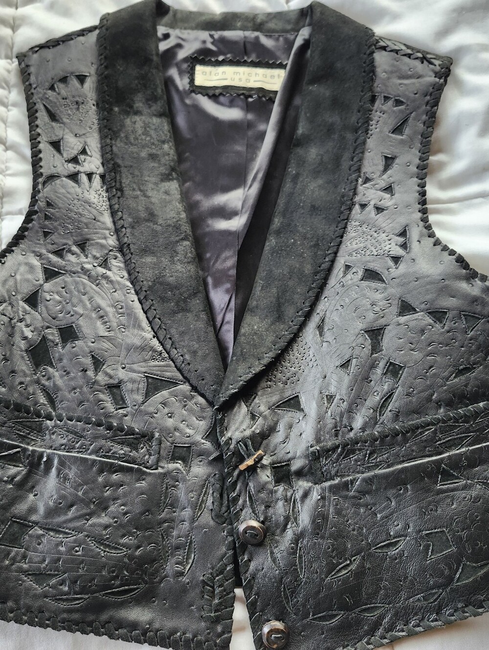 Alan Michael Leather And Suede Vintage Vest.
